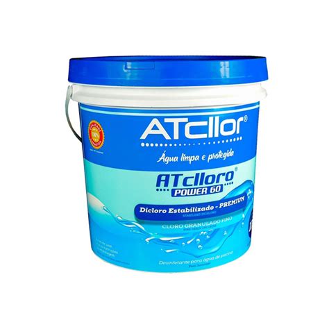 Cloro Para Piscina ATclloro Power 60 Dicloro Premium Balde De 10Kg