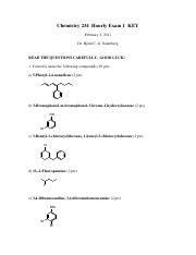 Chem Exams Key Chemistry Hourly Exam Key February