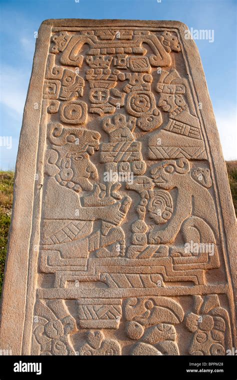 Stela, Ancient Zapotec capital, Monte Alban, Oaxaca, Mexico Stock Photo ...