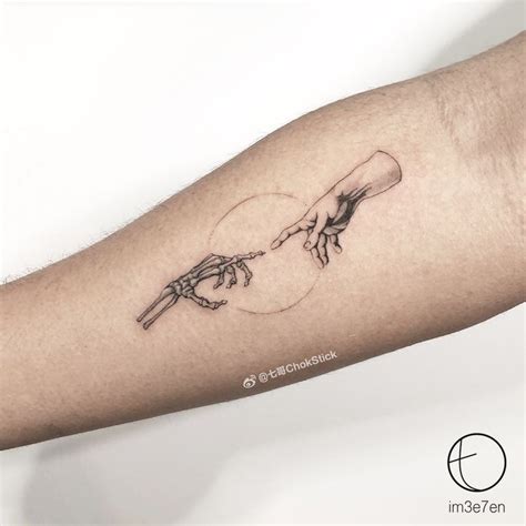 The Creation Of Adam Fine Line Tattoo Fine Line Tattoos Line Tattoos