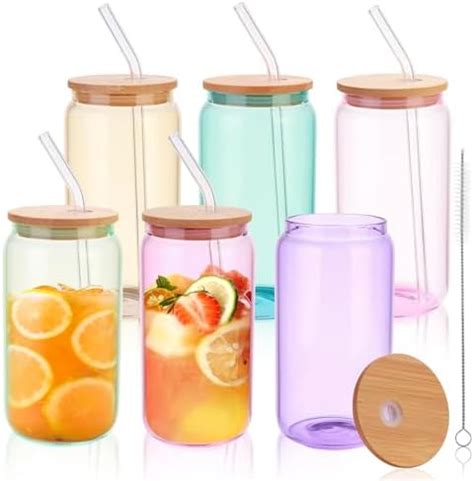 Amazon Vasos De Colores Para Beber Con Tapas De Bamb Y Popote