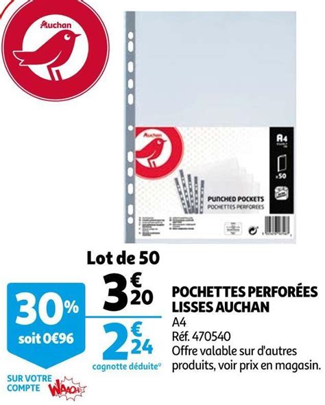 Promo Auchan Pochettes Perfor Es Lisses Chez Auchan