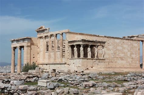 Erechtheion Or Erechtheum Temple Caryatid Porch On The Acropolis In