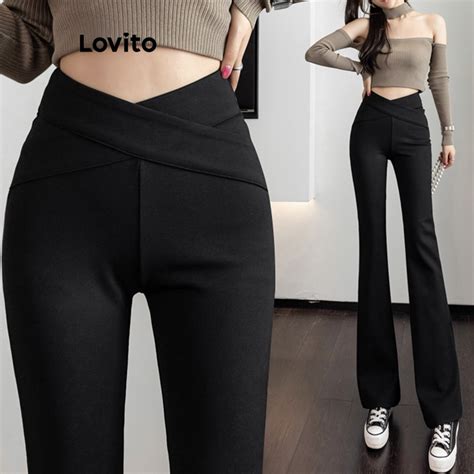 Lovito Women Basic Pants LNE21067 Black Shopee Philippines