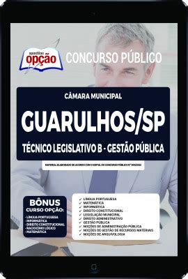 Apostila Câmara Guarulhos PDF Técnico Legislativo B Gestão 2023