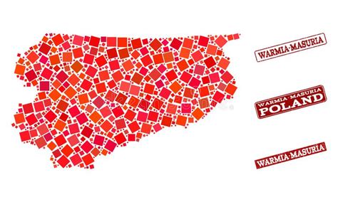 Mappa Di Mosaico Della Provincia Di Warmia Masuria E Del Collage