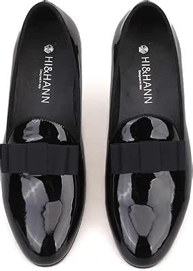 Amazon HI HANN Black Patent Leather Men Loafers With Black Bowtie