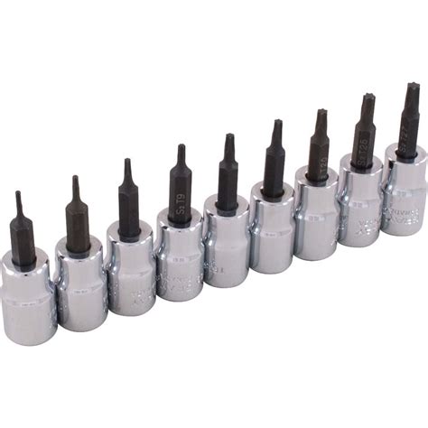 Gray Tools 9 Piece Socket Set Torx Head 38 Inch Drive The Home Depot