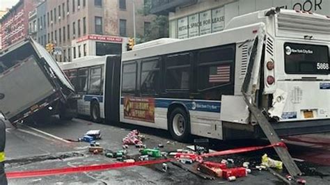 Upper East Side Crash Box Truck Mta Bus Collide At Busy Stop In