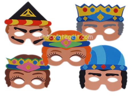 Purim Character Masks - Set of 5 • ChocolateGelt.com