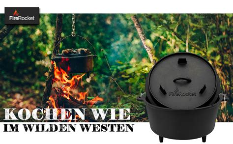 Amazon De Firerocket Dutch Oven 6 Qt 5 5 L Premium Gusseisen Schmortopf Ohne Füße Gusstopf