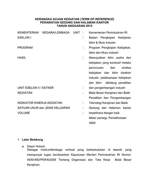 Kumpulan Tor Kerangka Acuan Kerja Pdf