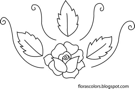 Flora's Colors: Free Hand Embroidery Pattern --- Rose With Leaves