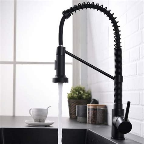 Flg Single Handle Pull Down Kitchen Faucet With Sprayer 1 Hole Commercial Spring Modern Brass