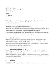 Unit Cricital Thinking Docx Unit Critical Thinking Assignment