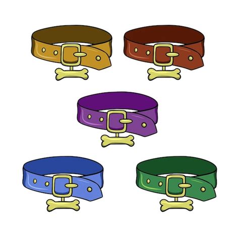 Un Conjunto De Iconos De Colores Un Collar De Perro De Cuero Con Una