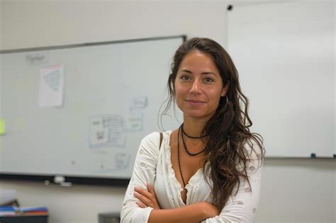 Premium Photo | Portrait of latin teacher posing looking at camera in ...