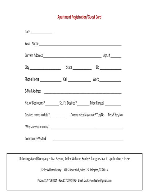 Printable Apartment Guest Card Fill Out And Sign Online Dochub