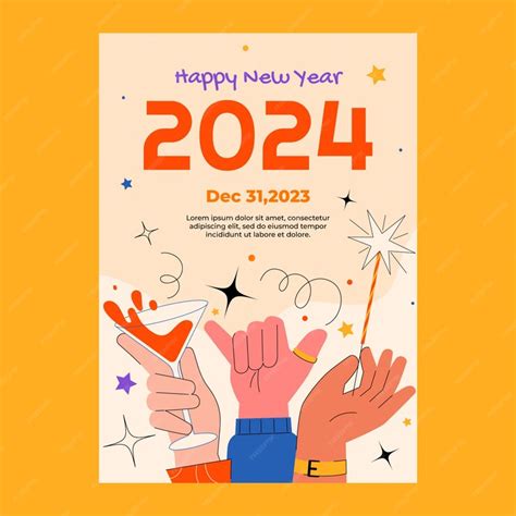 Free Vector | Flat vertical poster template for new year 2024 with ...