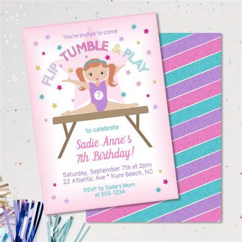 Gymnastic Birthday Invitations Birthday Invites