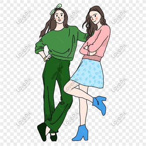 Two Girls Standing Together Stand Two Girls Standing Girls Png Image