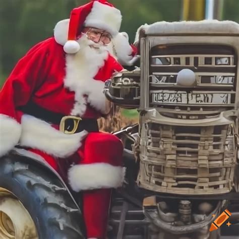 Santa Claus Driving A Tractor