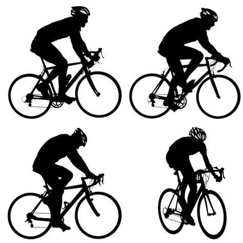 Premium Vector Set Silhouette Of A Cyclist Male On White Background