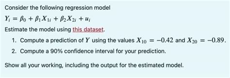 Solved Consider The Following Regression Model