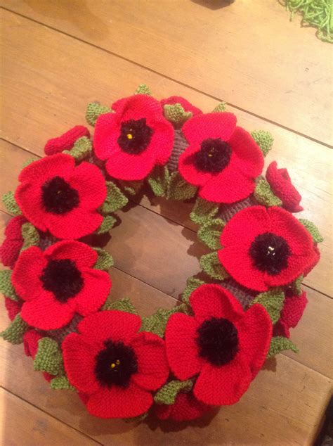 Knitted Poppy Wreath Created To Commemorate Ww Centenary