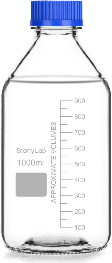 Stonylab Glass Graduated Round Media Storage Bottles With Gl Screw