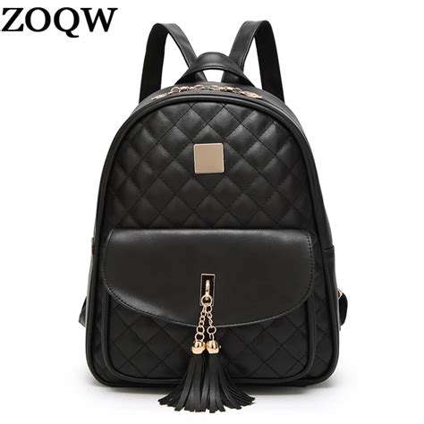 Zoqw 2018 Korean Black Pu Leather Backpack Female Fashion Women