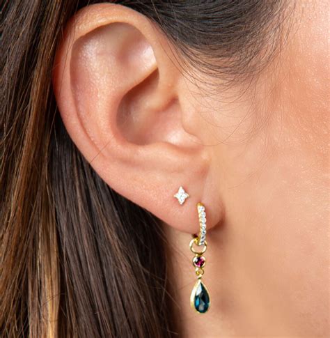 Petite Pink Tourmaline And London Blue Topaz Earring Charm JudeFrances