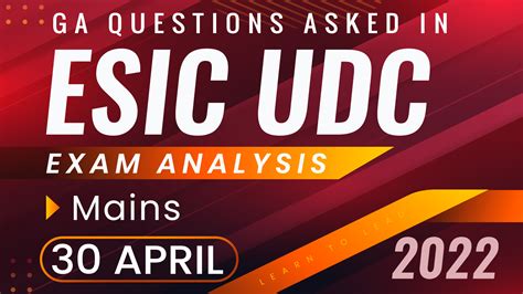 Ga Questions Asked In Esic Udc Mains Exam Th April