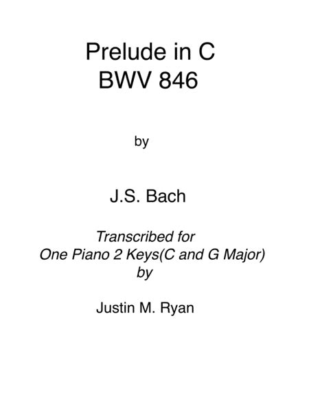 Prelude In C Bwv Arr Justin M Ryan Sheet Music J S Bach