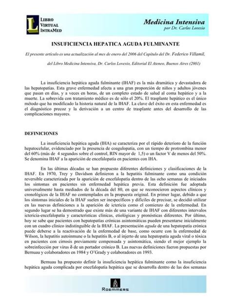 Inuficiencia Hep Tica Aguda Fulminante Oscar Solorzano Samame Udocz