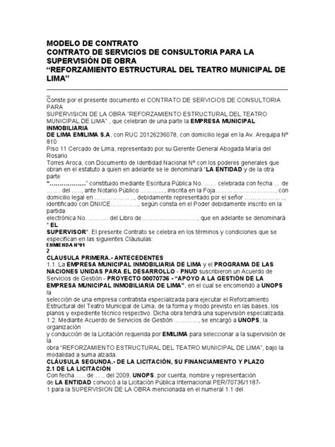 Modelo De Contrato Contratista Liquidación Presupuesto