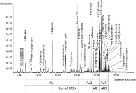 Gas Chromatogram Gc Ms Full Scan Of Gasoline And Classification Of