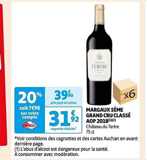 Promo Margaux 5ème Grand Cru Classé Aop 2018 Château Du Tertre chez