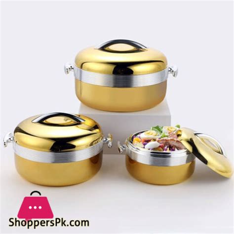 New Design Luxury Silver Insulated Casserole Hot Food Warmer Kitchen Lunch Box Hotpot In Pakistan