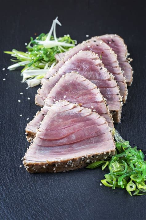 Tuna Tataki Sesame Crust Appetizer Plate Stock Photo Image Of Dish