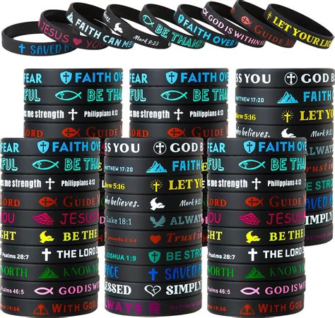 Amazon QEERBSIN 80 Pieces Bible Bracelets Rubber Verse Bracelets