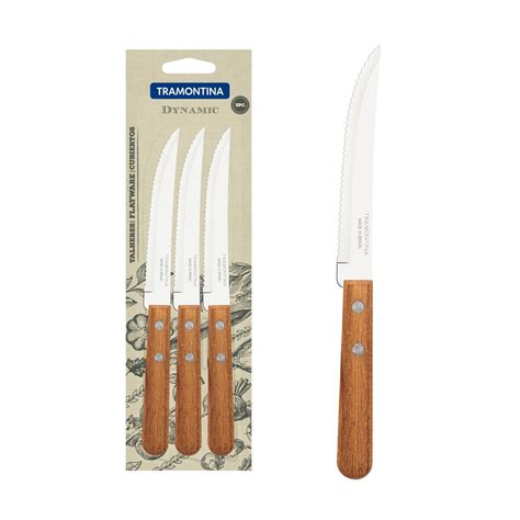 Tramontina Dynamic 3 Piece Set Of Steak And Fruit Knives With Stainless