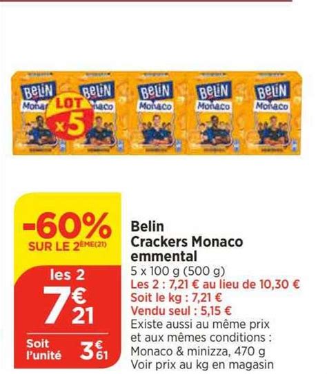 Promo Belin Crackers Monaco Emmental Chez Bi Icatalogue Fr