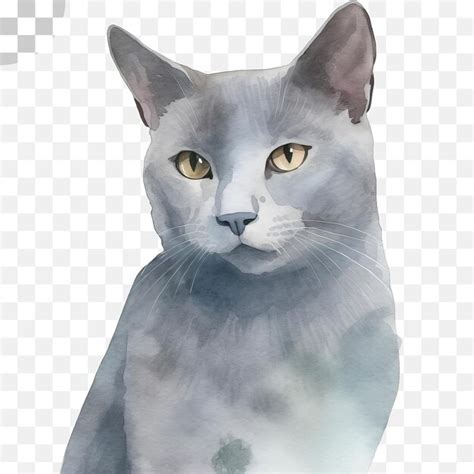 Un gato gris con ojos amarillos está sentado sobre un fondo