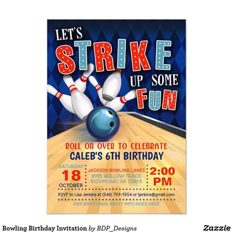 Bowling Birthday Invitation Zazzle Bowling Birthday Invitations Birthday Invitations