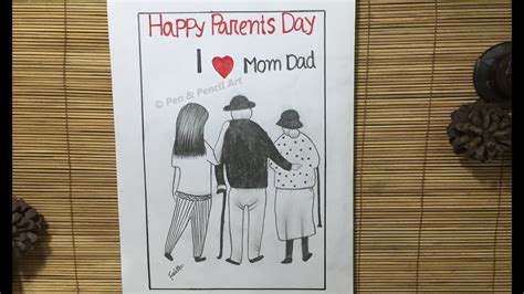 How To Draw A Parents Day Card Parent S Day Card Design Step By