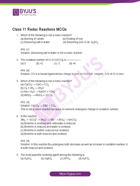 Chapter 8 Redox Reactions Pdf Redox Chemical Reactions