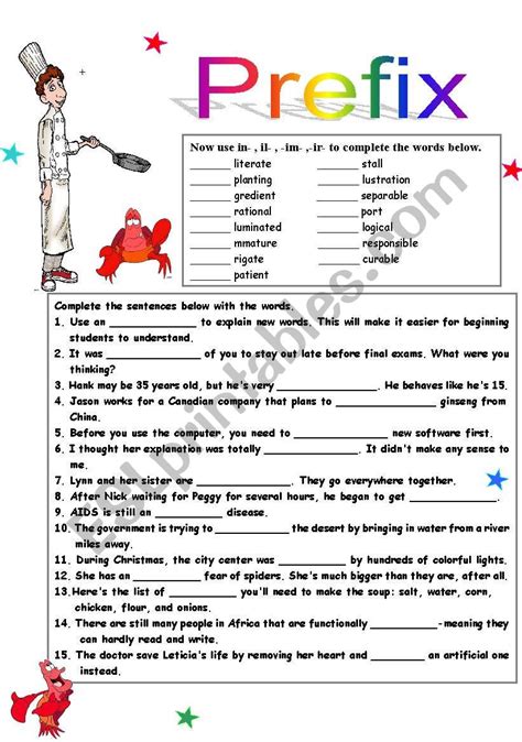 Prefix Activity Esl Worksheet By Mirror018