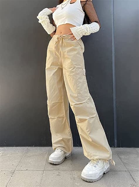 Parachute Baggy Cargo Pants Y2K Wide Leg Loose Fit Trousers Cargo