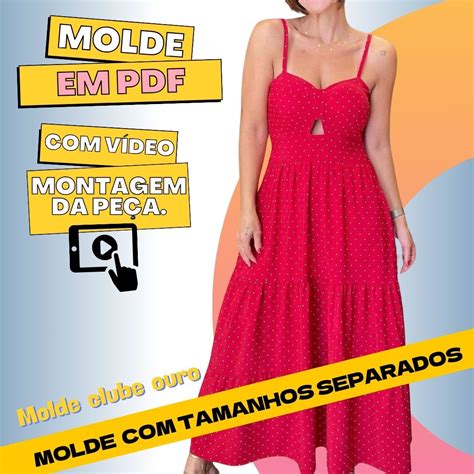 MOLDE EM PDF VESTIDO DE ALCINHA SAIA 3 MARIAS vídeo da